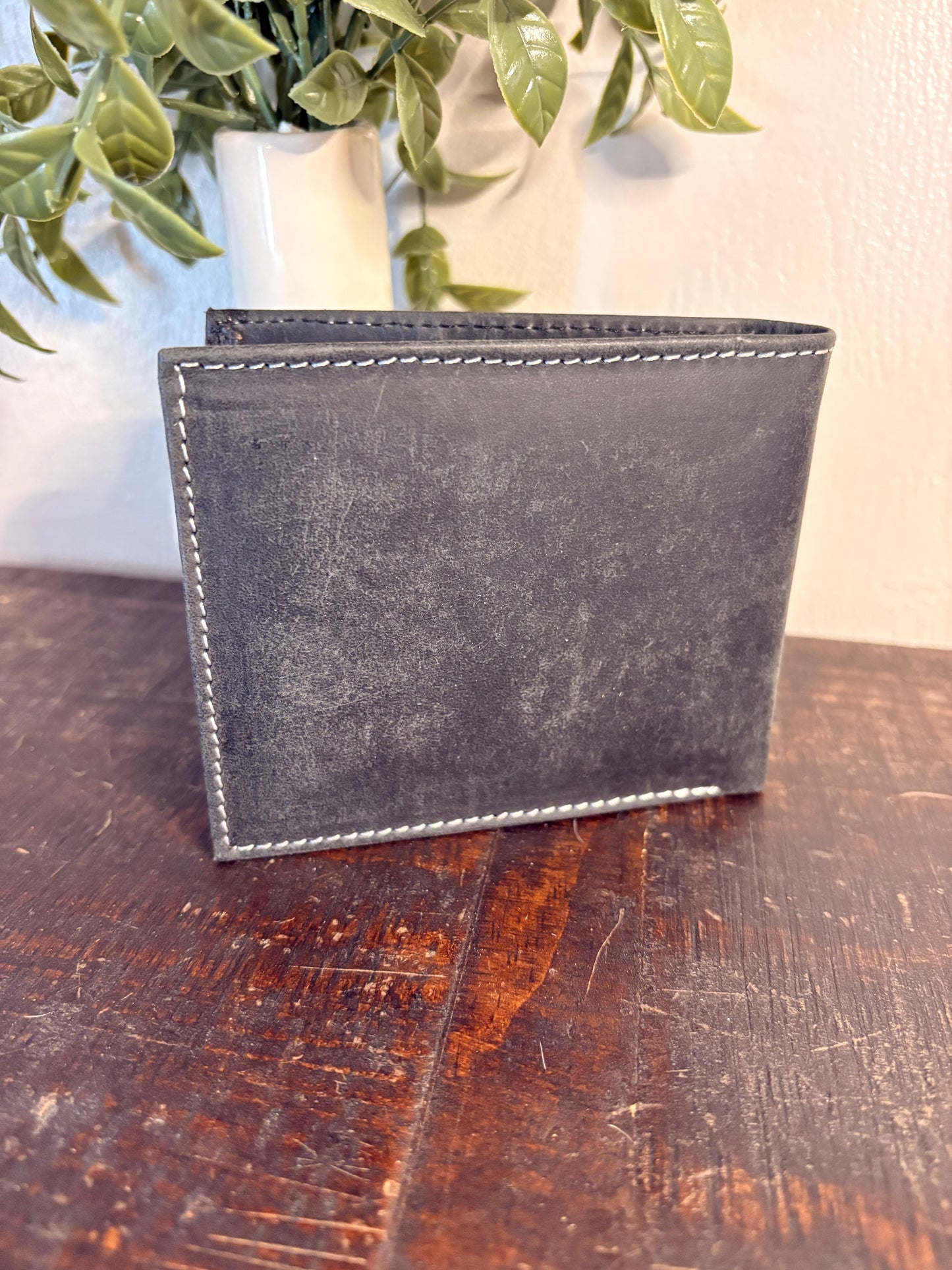 American Bison Leather Wallet with Vintage Cross