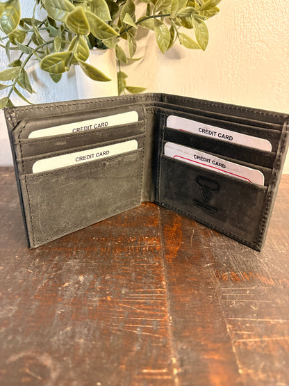 American Bison Leather Wallet with Vintage Cross