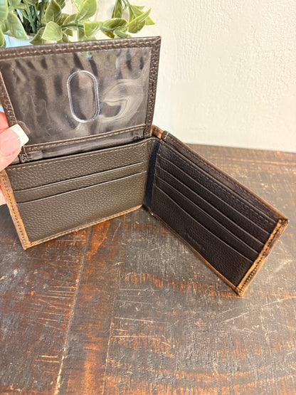 Leather Wallet with Tooled Embroidery