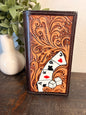 Tooled Leather Long Wallet with Cards