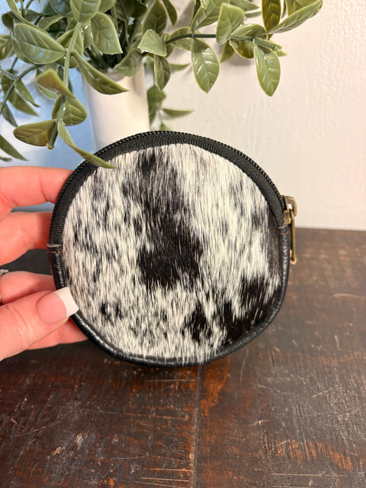 Black and White Cowhide Coin Purse