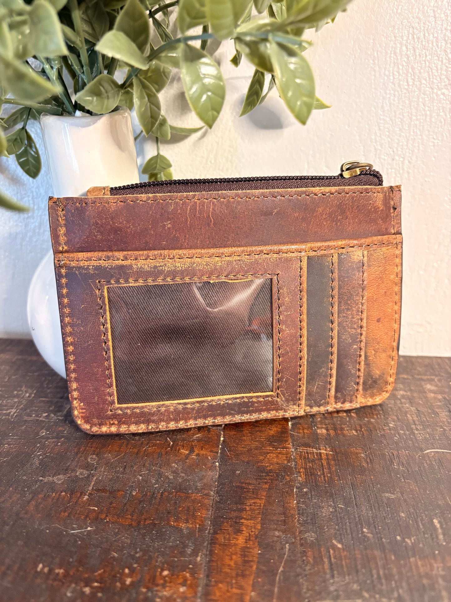 Tooled Leather Change Purse / Card Holder