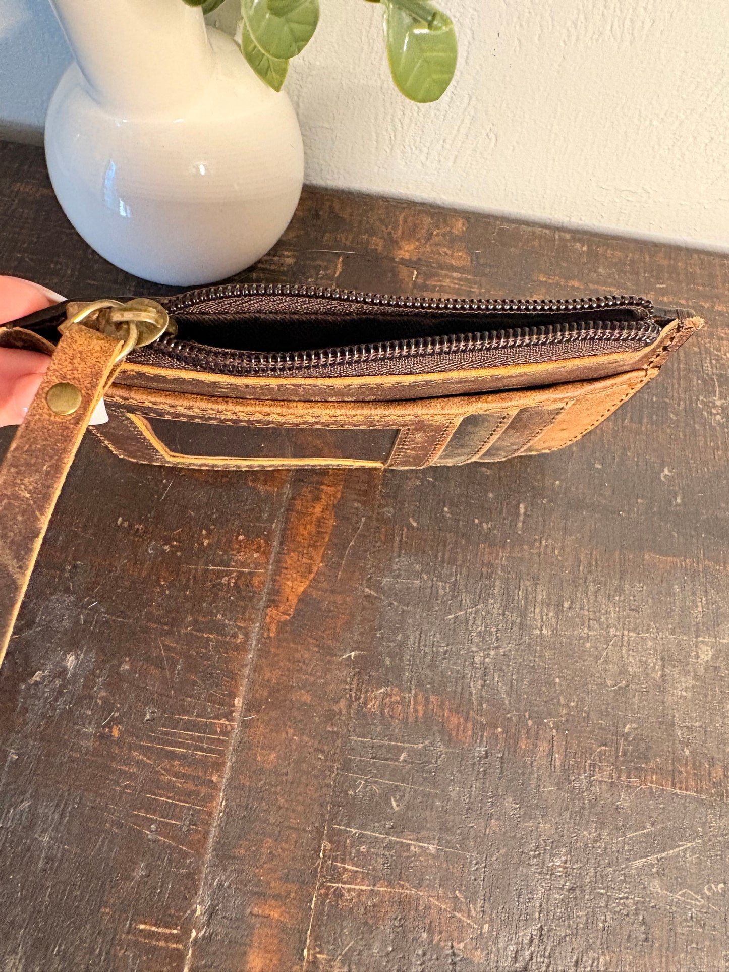 Tooled Leather Change Purse / Card Holder