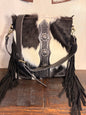 Black / White Cowhide and Leather Concealed Carry Crossbody