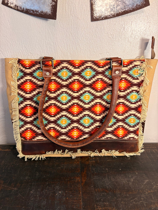 American Bison Aztec Canvas Purse / Tote