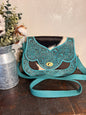 Turquoise Leather & Cowhide Crossbody