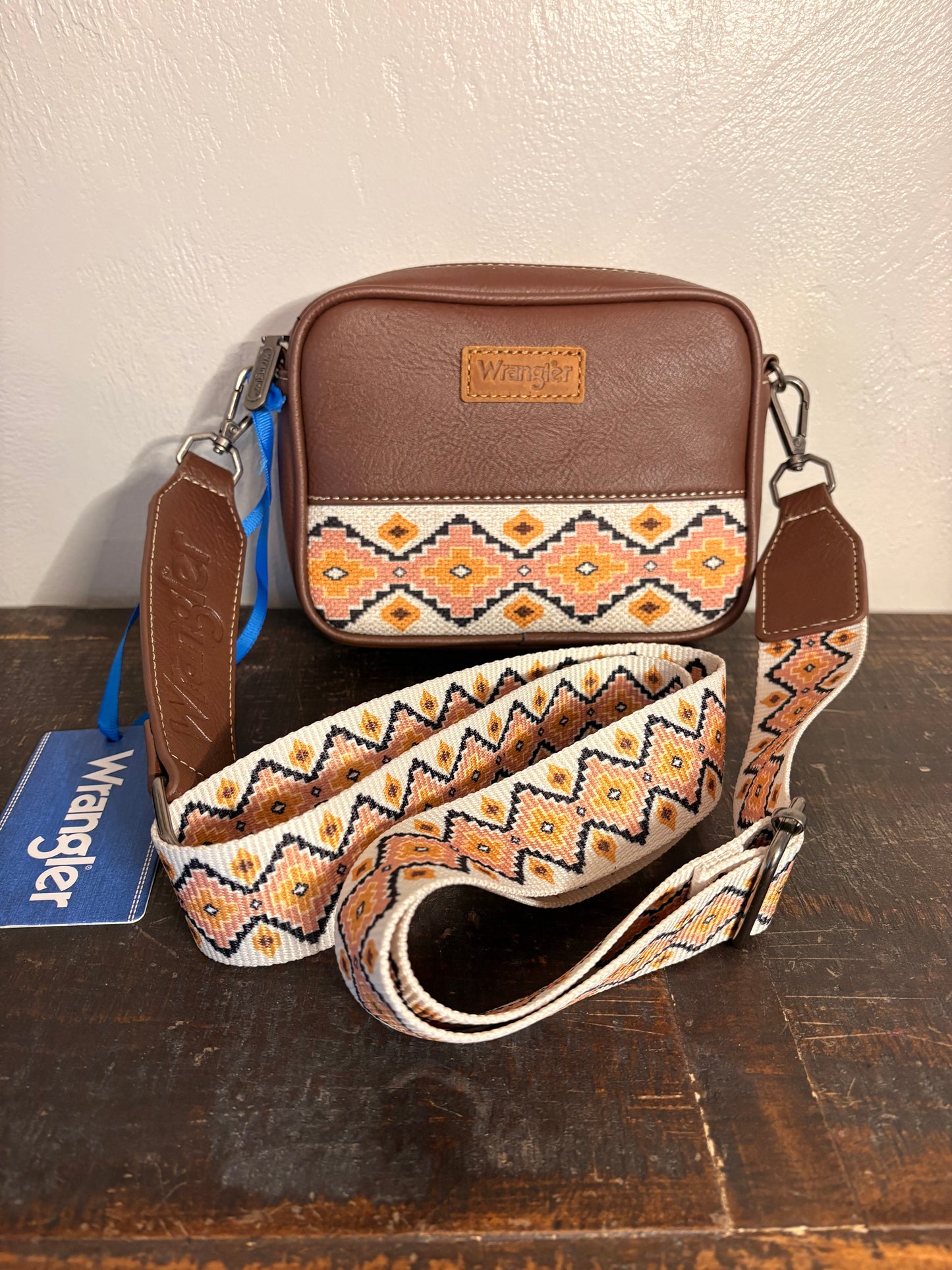 Wrangler Brown & White Aztec Mini Crossbody