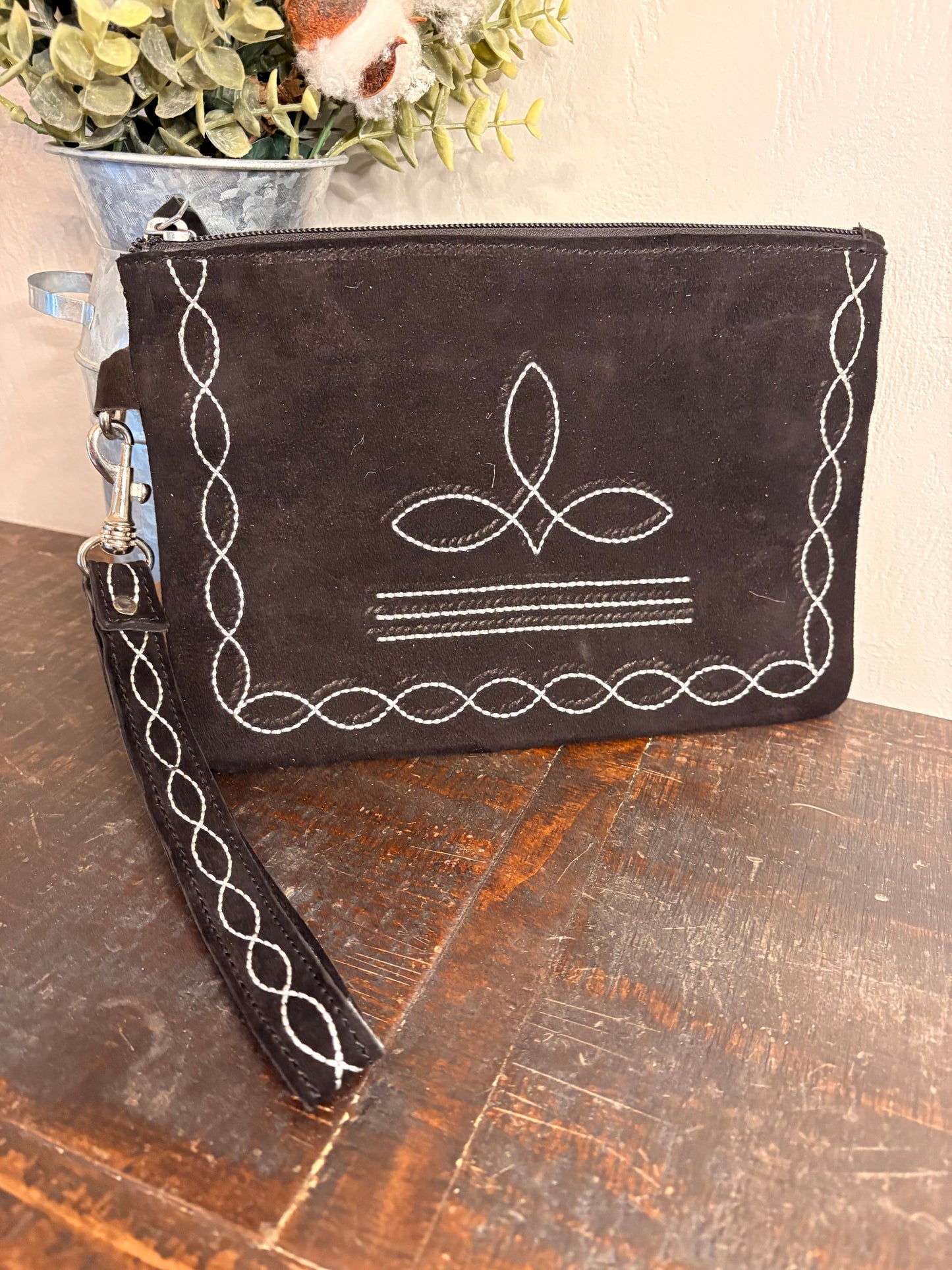 Suede Boot Stitch Clutch