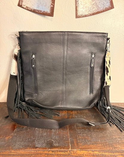 Tooled Leather and Cowhide Concealed Crossbody with Longhorn