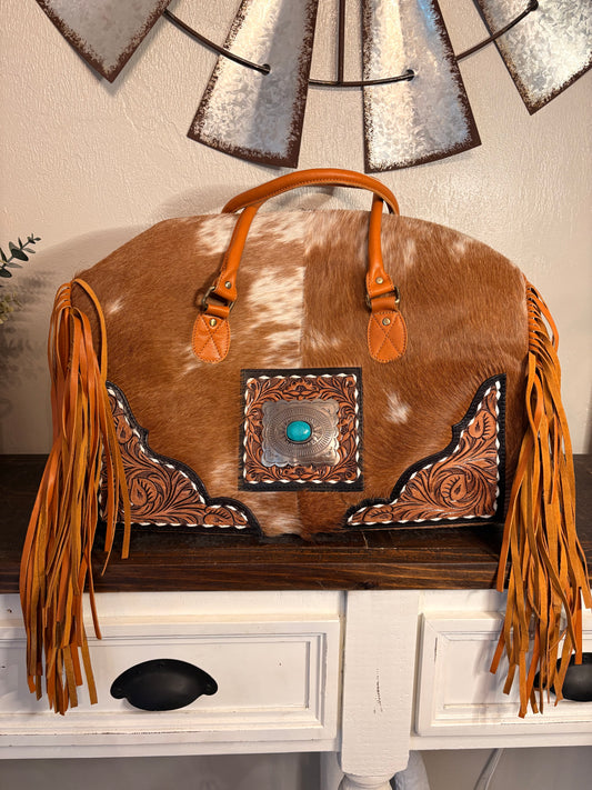 Leather and Cowhide Duffle Bag