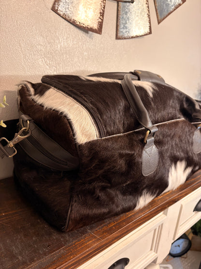 Black and White Cowhide Duffle Bag