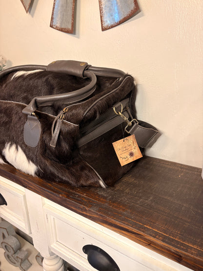 Black and White Cowhide Duffle Bag