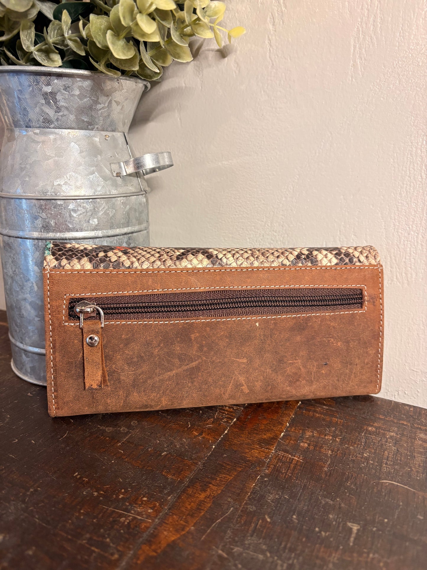 American Bison Wallet with Snake Skin Print