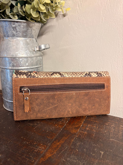 American Bison Wallet with Snake Skin Print