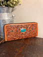 American Bison Tooled Leather Wallet / Clutch