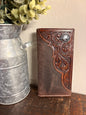 American Bison Brown Leather / Tooled Long Wallet