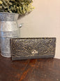 American Bison Wallet w/ Tooled Flower Pattern