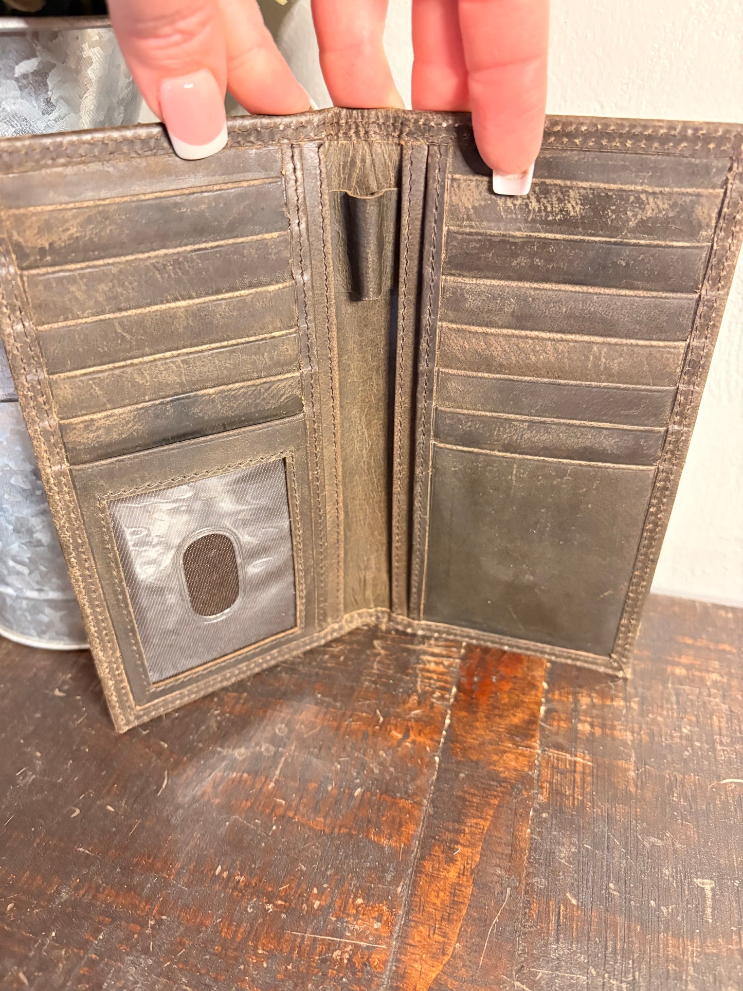 American Bison Long Wallet with American Flag