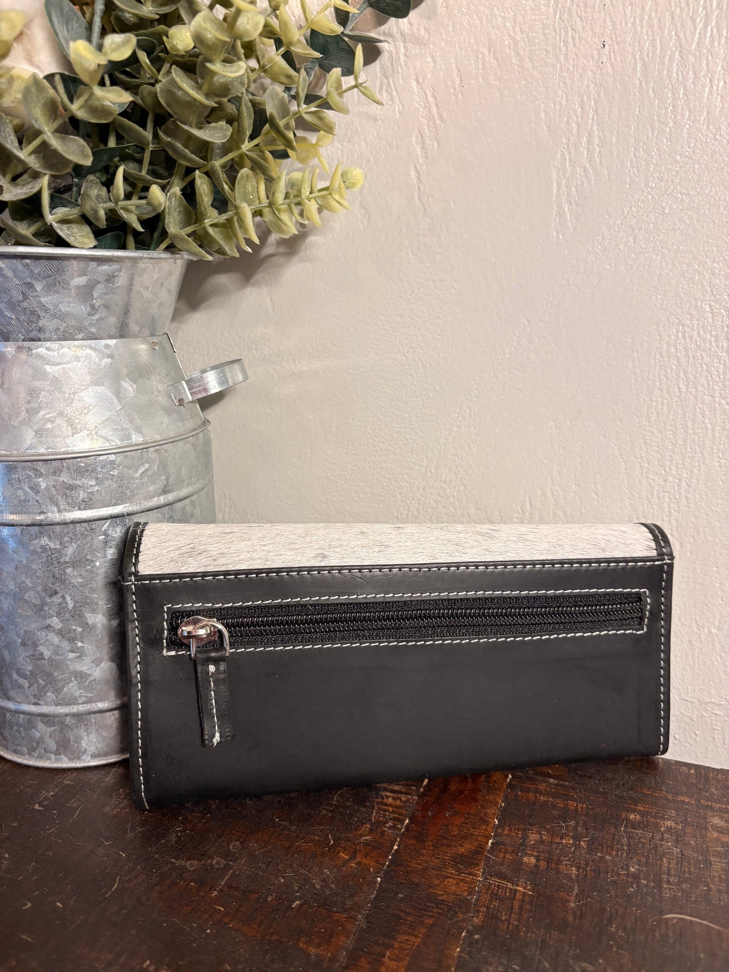 American Bison Leather and Cowhide Wallet