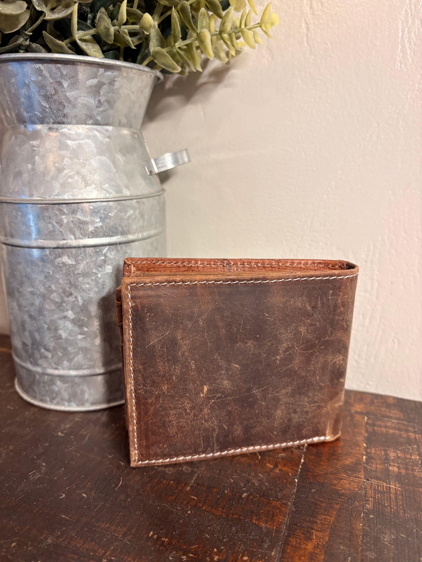 American Bison Brown Leather / Tooled Leather Wallet