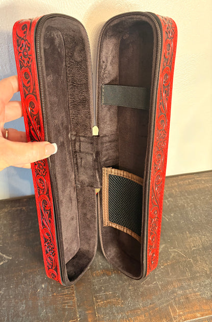 Tooled Leather Hair Tool Travel Case