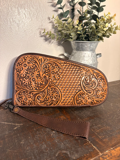 Small Tooled Leather Pistol Case