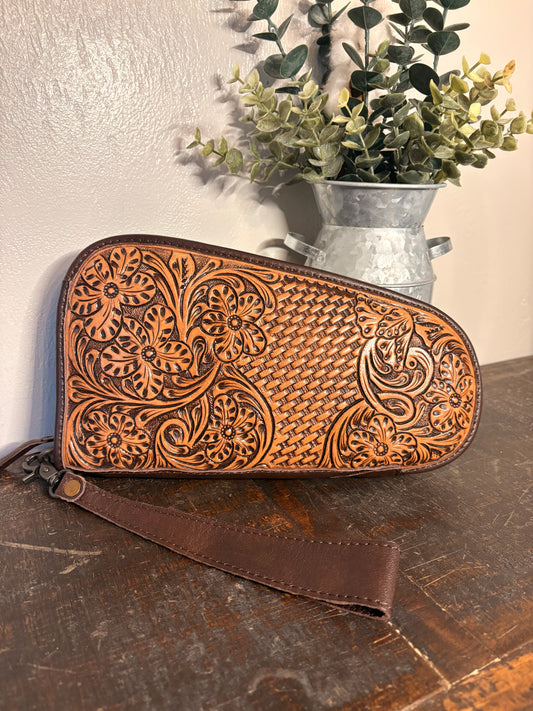 Small Tooled Leather Pistol Case