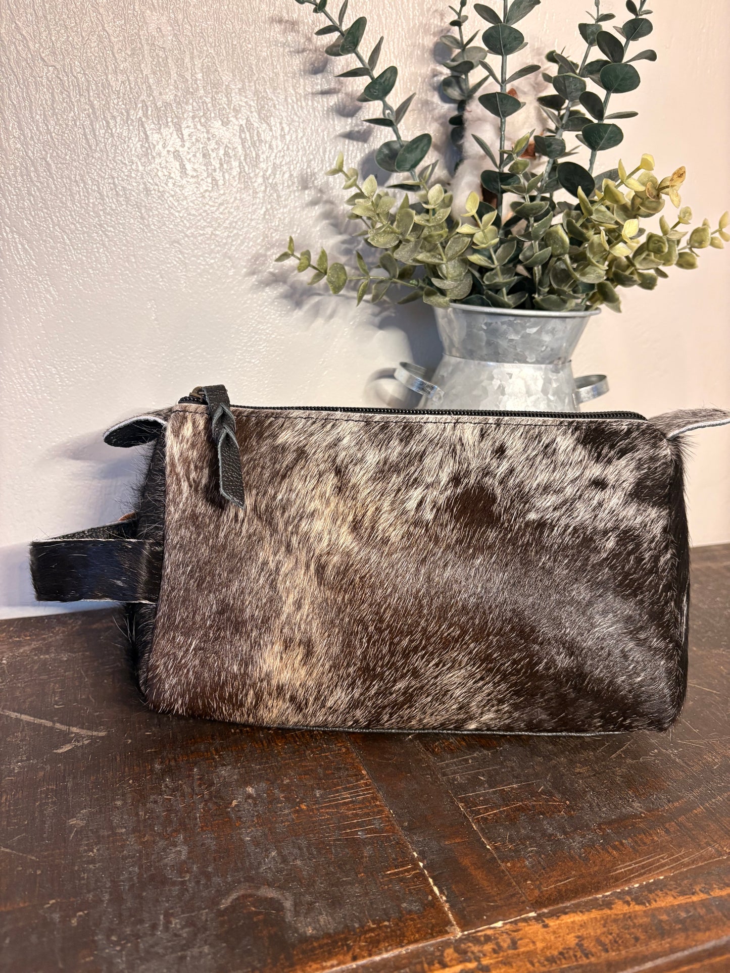 Black and White Cowhide Toiletry Bag