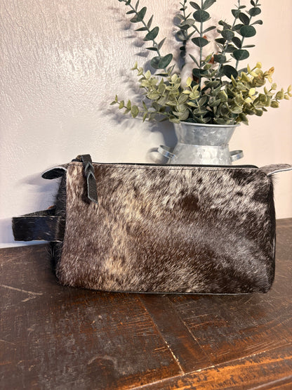 Black and White Cowhide Toiletry Bag