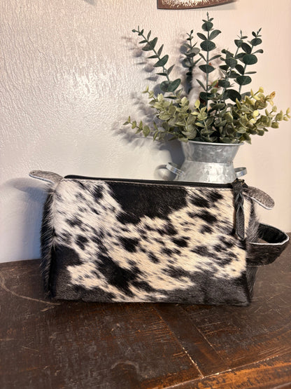Black and White Cowhide Toiletry Bag