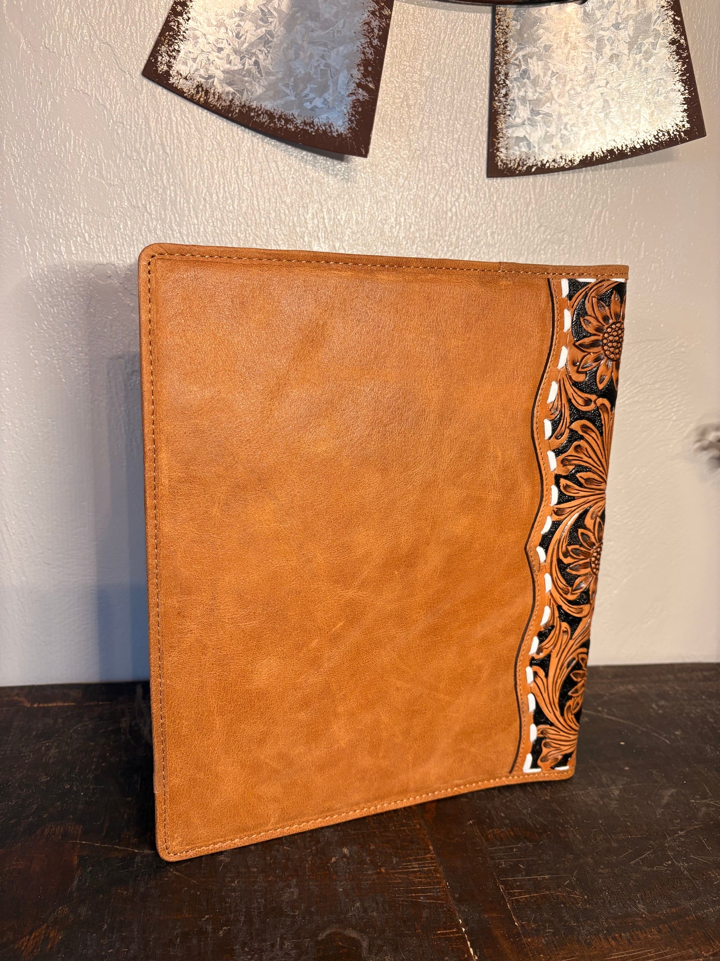 Brown & White Cowhide / Tooled Leather Planner