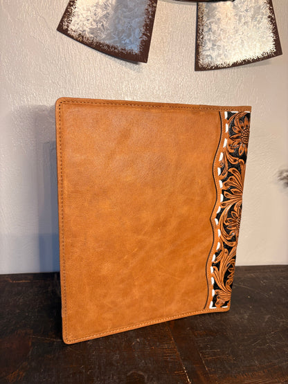Brown & White Cowhide / Tooled Leather Planner