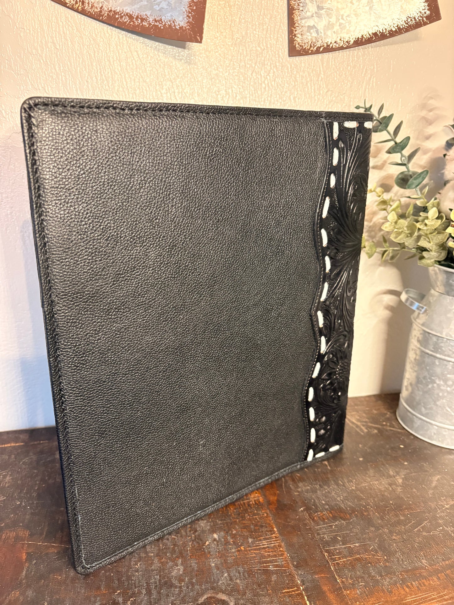 Black and White Cowhide / Tooled Leather Planner
