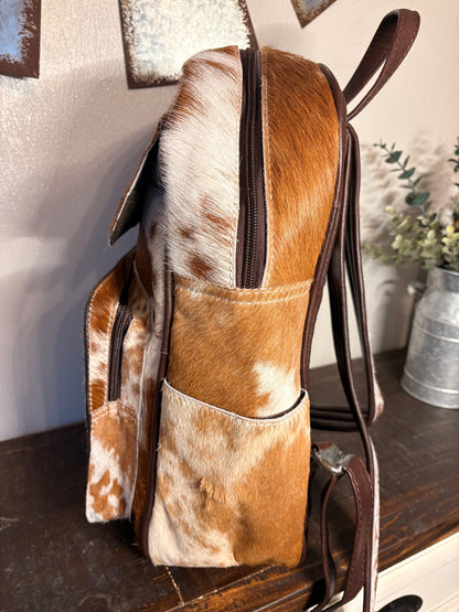 Brown & White Cowhide Backpack