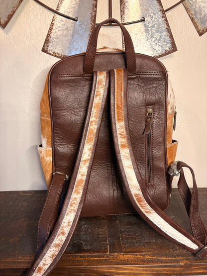 Brown & White Cowhide Backpack