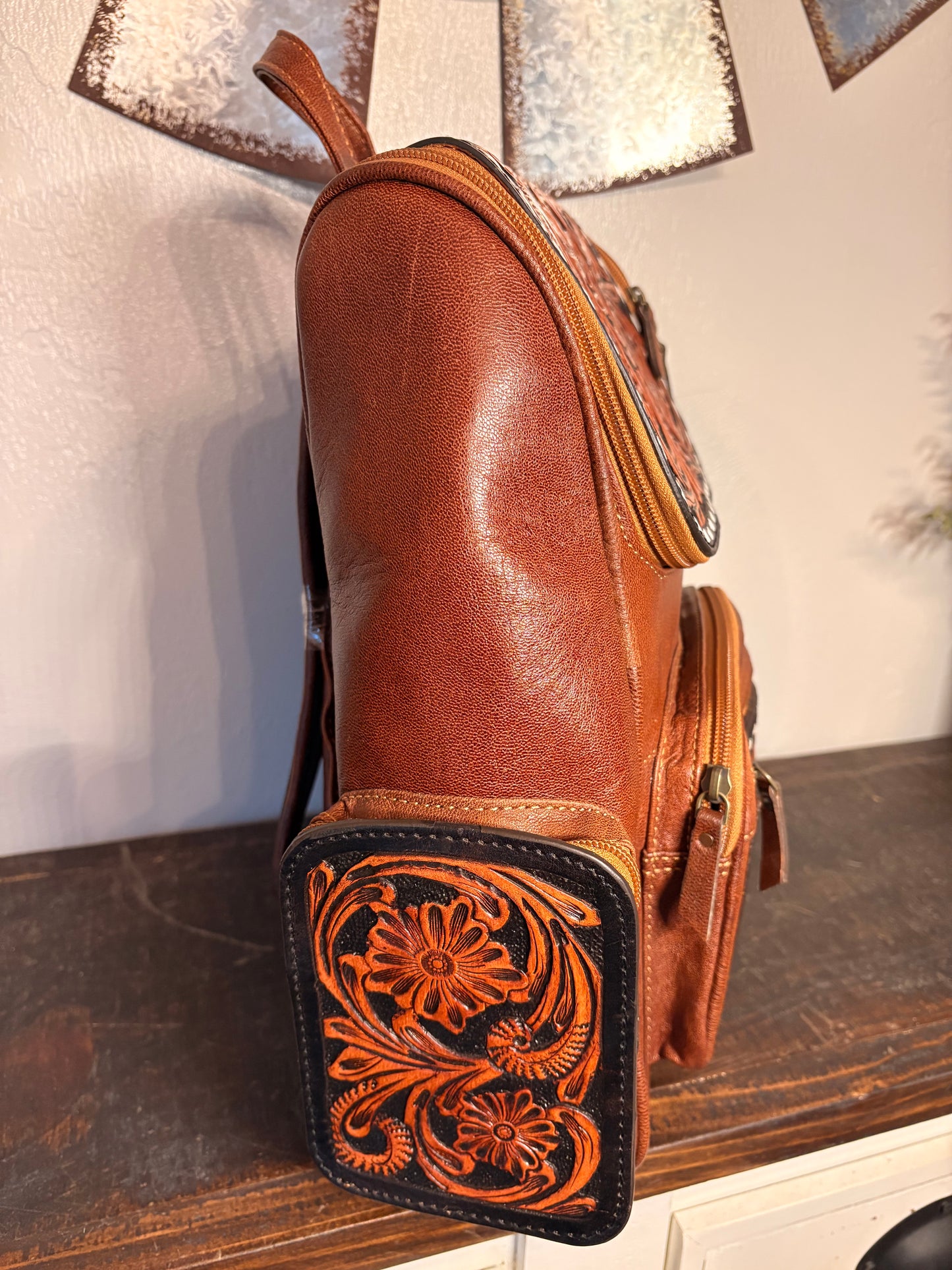 Tooled Leather Backpack