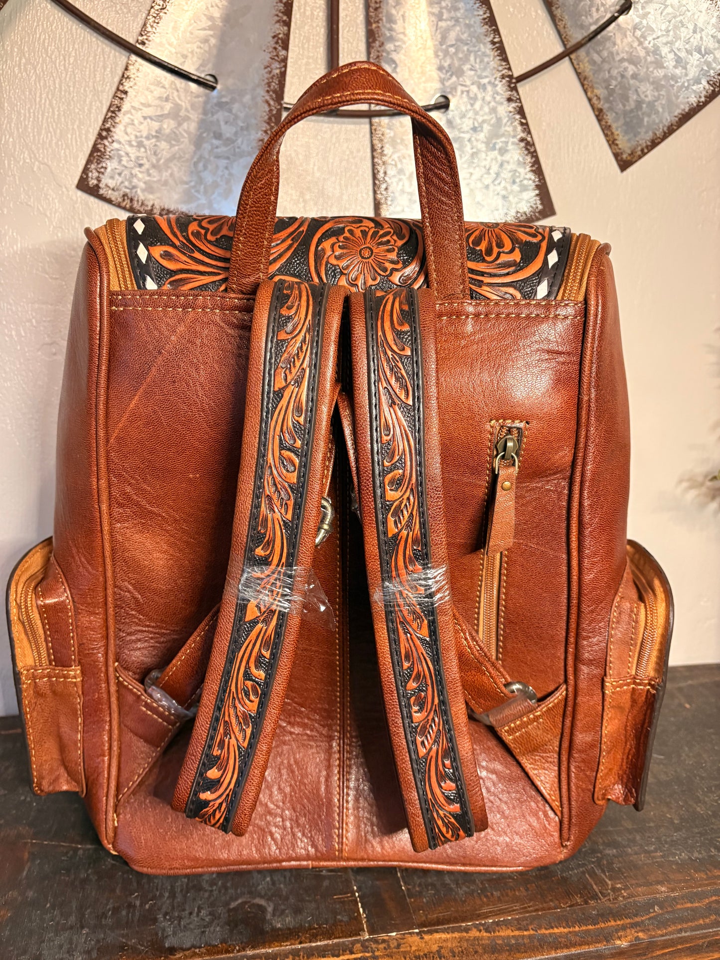 Tooled Leather Backpack