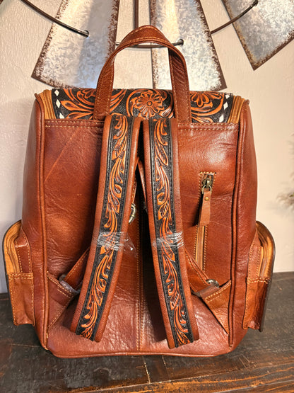 Tooled Leather Backpack