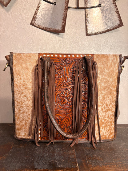 Katie Cowhide and Tooled Leather Purse