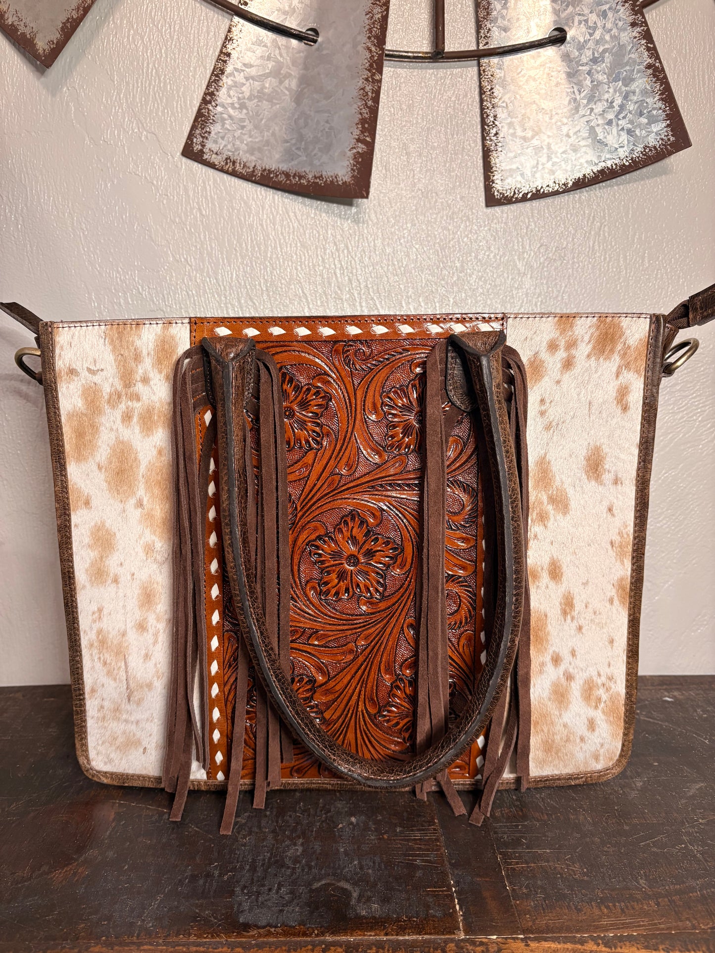 Bailey Cowhide and Tooled Leather Purse