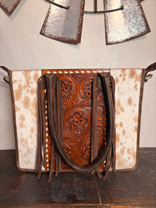Bailey Cowhide and Tooled Leather Purse