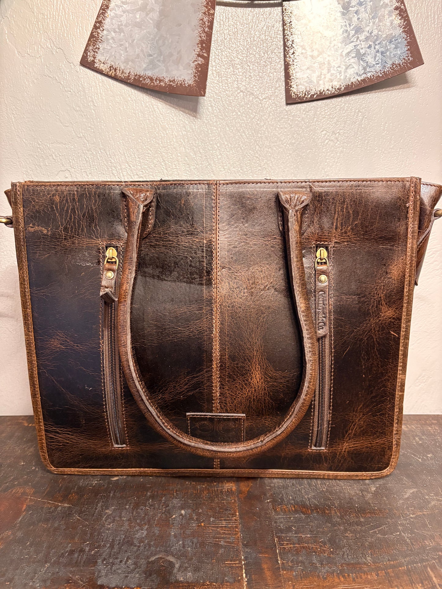 Cali Cowhide and Tooled Leather Checkered Purse