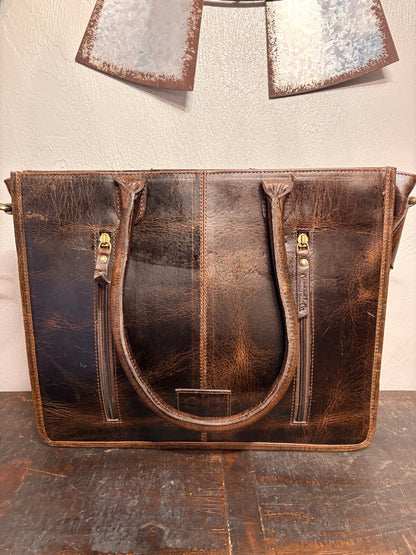 Cali Cowhide and Tooled Leather Checkered Purse