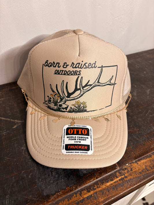 " Born & Raised Outdoors " Trucker Hat