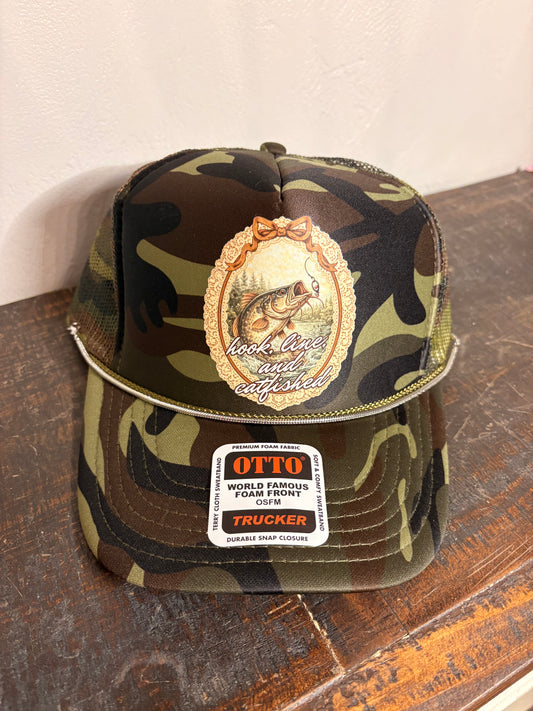 " Hook , Line & Catfished " Trucker Hat