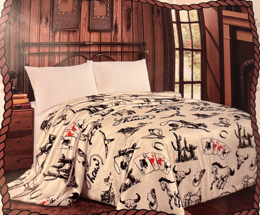 MIA YeeHaw / Cards Print King Size Blanket