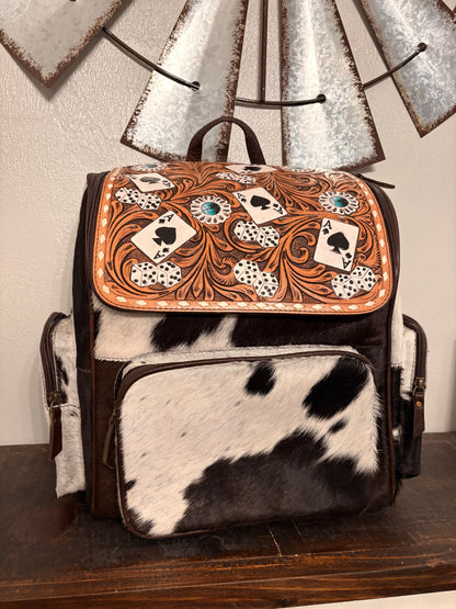 Ace & Dice Tooled Leather Backpack