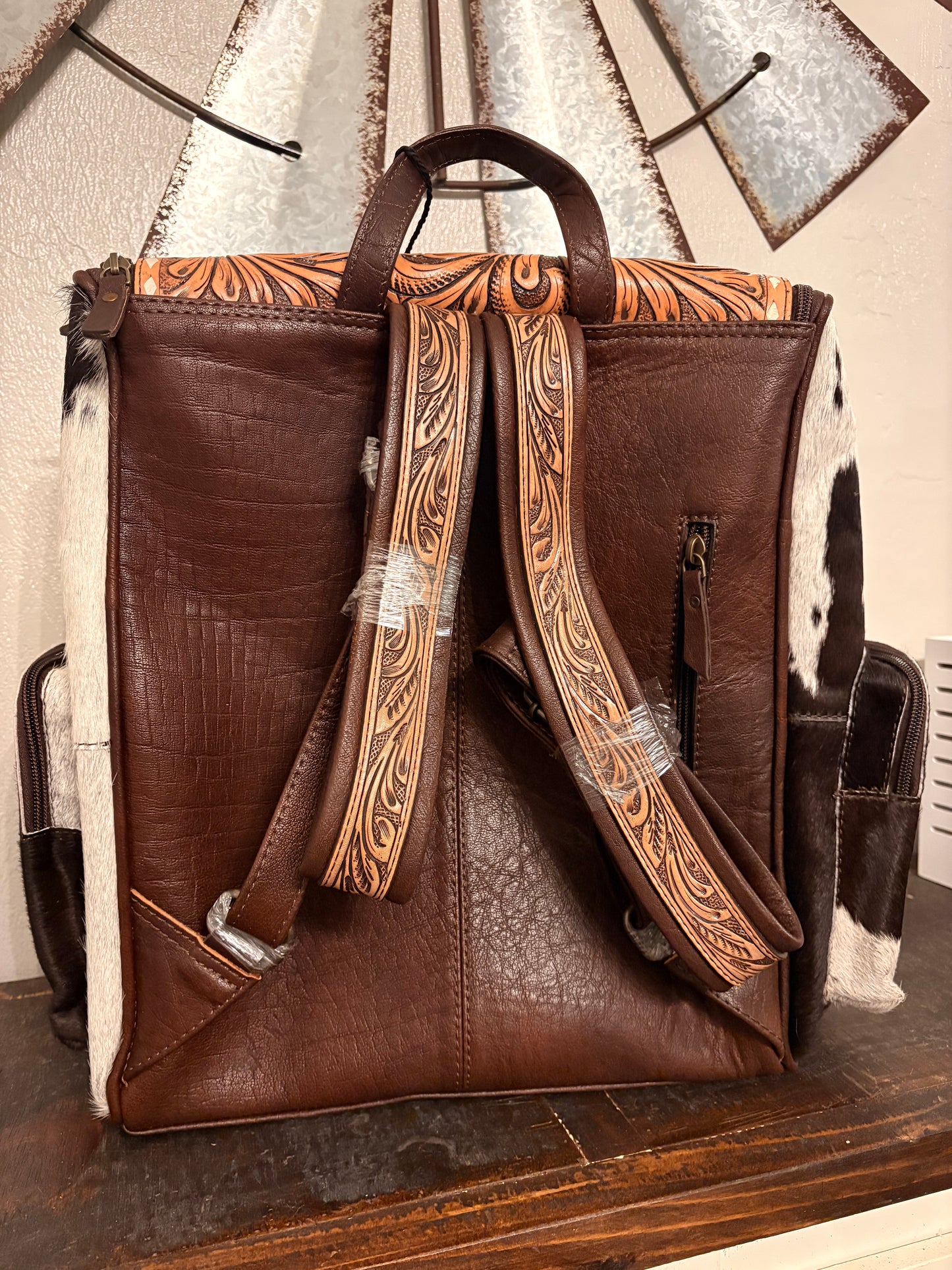 Ace & Dice Tooled Leather Backpack