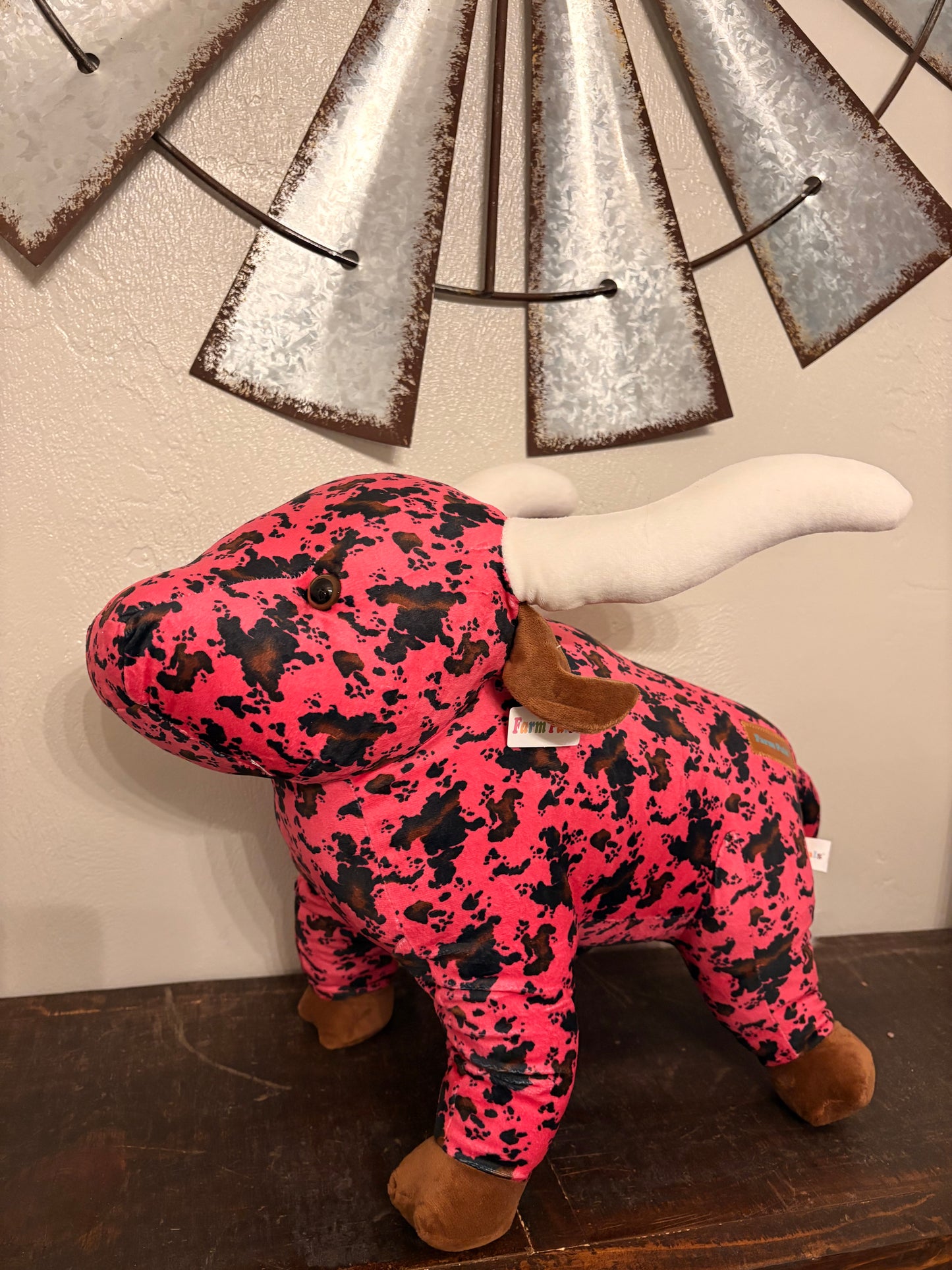 Pink Cow Print Longhorn Farm Pal