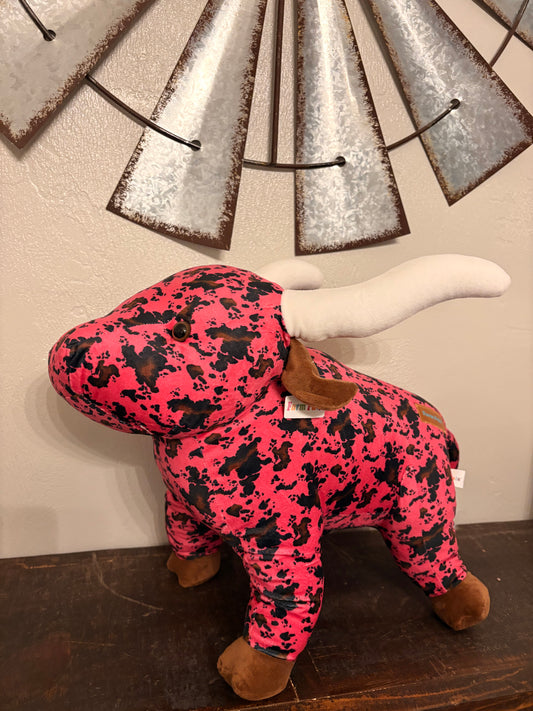Pink Cow Print Longhorn Farm Pal